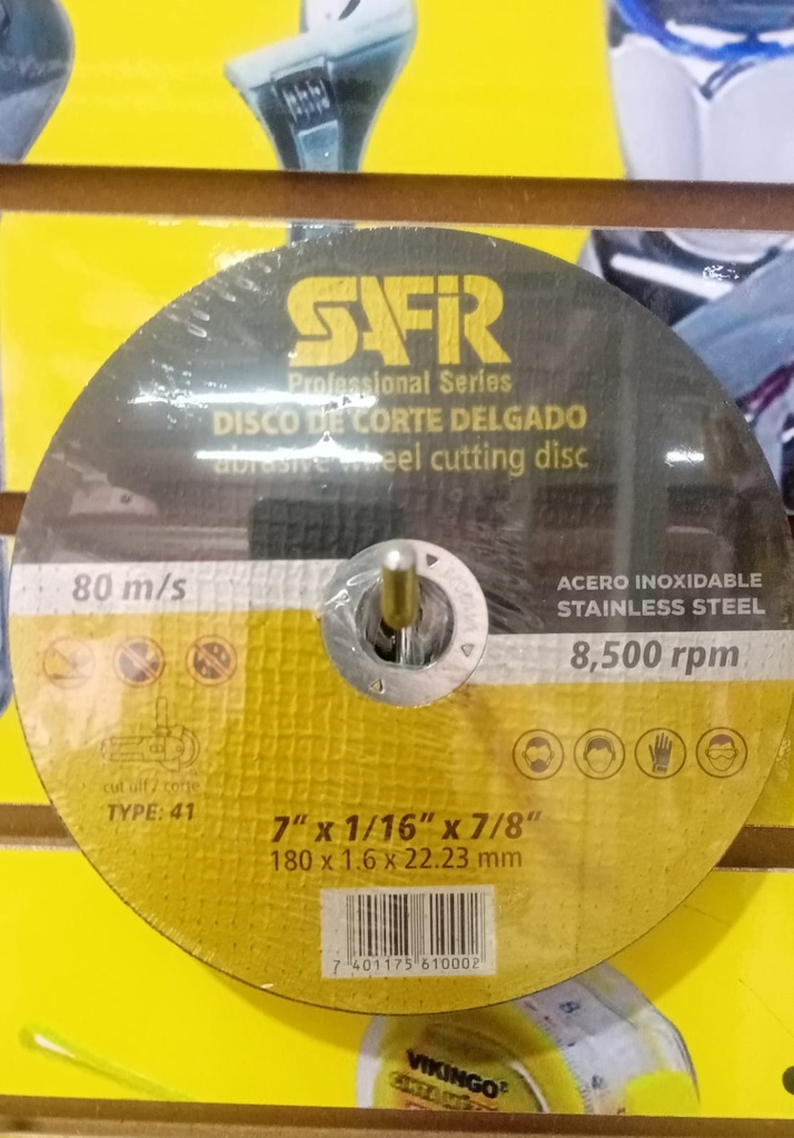 DISCO DE CORTE FINO DE METAL 7" MARCA SAFIR