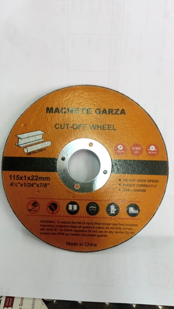 DISCO MACHETE GARZA PARA CORTE METAL 4 1/2"
