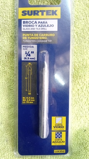 [7974] BROCA PARA VIDRIO Y AZULEJO 1/4"