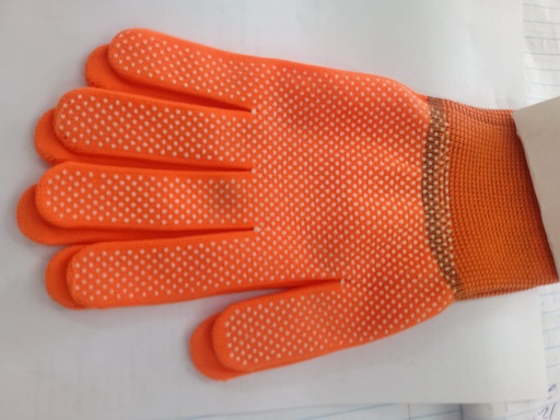 [G018] GUANTES TEJIDO C/PUNTOS PVC COLOR NARANJA X PAR