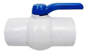 [2614] LLAVE DE PASO DE BOLA LISA PVC.  3/4"  200 PSI.  MANGO AZUL.